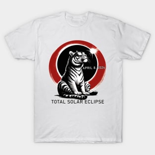 Funny Tiger Total solar eclipse 2024 T-Shirt